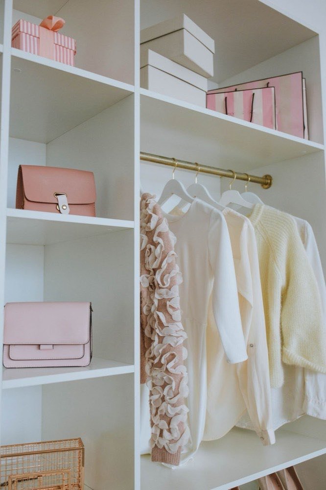 Neatly organized closet shelving