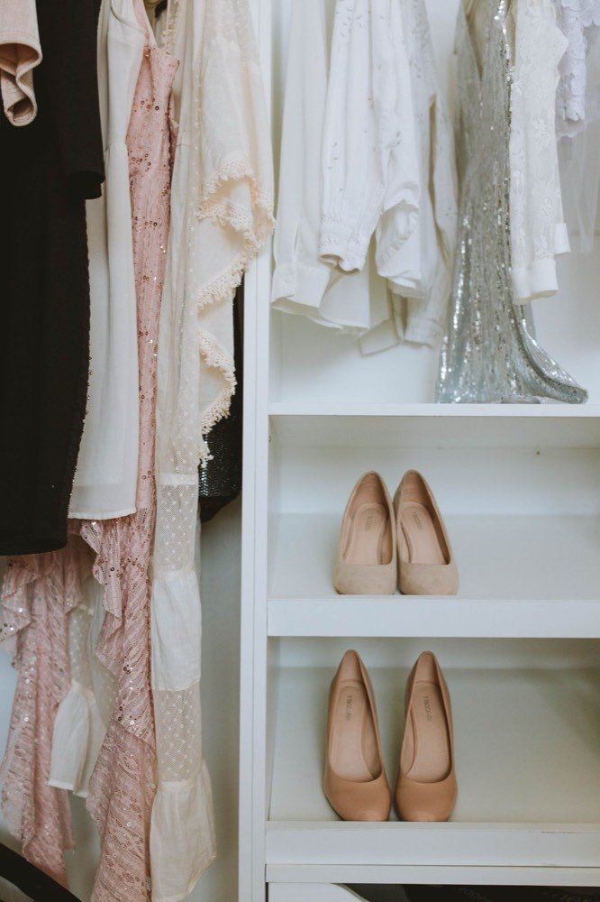 Neatly organized closet shelving