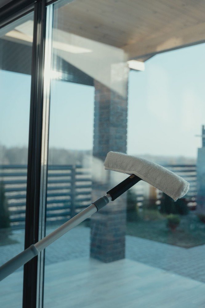 Streak-free window being washed